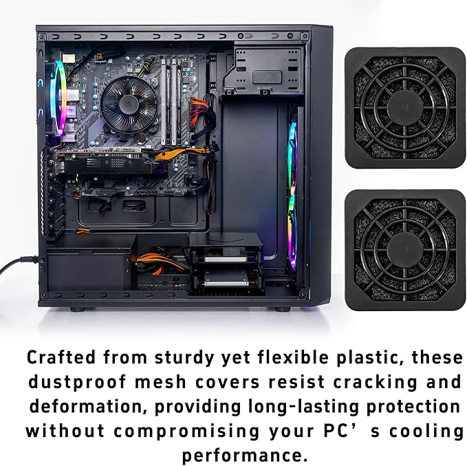 8Pcs 40mm Cooling Fan Filter, Plastic Dustproof Mesh Cover for PC Computer Case, Effective Dust Protection, Easy Installation, Reusable Filter Grill Black