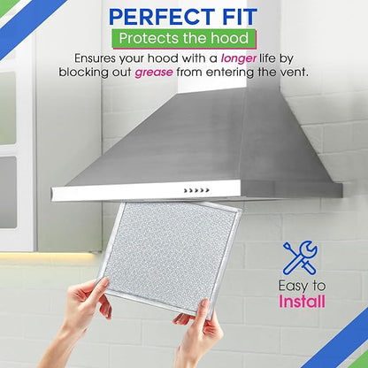 Bagean Stove Vent Filter 8x8 inch BCC024600 Compatible with Ventline Range Hood Filter Replacement for Kitchen Exhaust Fan - Aluminum Screen Blocks Grease & Filters Over Oven Air (1-Pack)