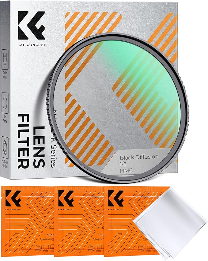 K&F CONCEPT 52mm Black Diffusion 1/2 Filter Mist Cinematic Effect Filter with 18 Multi-Layer Coatings for Video/Vlog/Portrait Photography (K-Series)