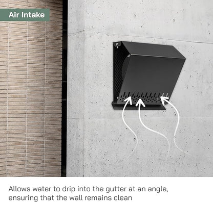 Vent Systems 6" Inch Air Supply Vent Cover with Rubber Gasket - Graphite Black Galvanized Steel - Robust Weatherproof Outdoor Air Intake Box - Duct or Surface Mounting - Rain and Snow Protection