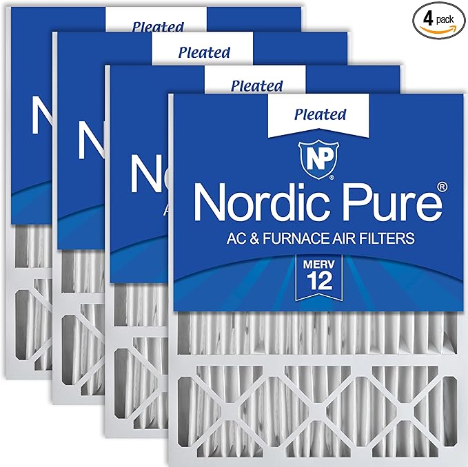 Nordic Pure 20x25x5 (Actual Size: 19 7/8 x 24 7/8 x 4 3/8) Honeywell/Lennox Replacement MERV 12 Air Filters 4 Pack