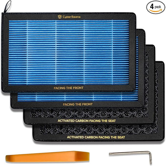 Air Conditional Replacement with Activated Carbon for Tesla Model 3/Y HEPA Cabin Air Filter Accessories 2016-2024 2025 Juniper Highland Upgraded Version(4 Pack)