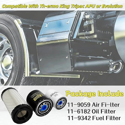 11-9059 Air Fi-lter 11-6182 Oil Filter 11-9342 Fuel Filter Maintenance Kit Fit for Th-ermo King Tripac APU or Evolution