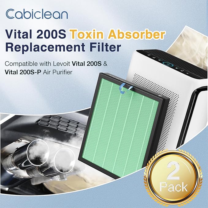 Vital 200S-P Toxin Absorber Replacement Filter for LEVOIT Vital 200S Vital 200S-P Air Purifier,V-ital-200S-RF-TX(LRF-V201-GUS), Green, 2 Pack