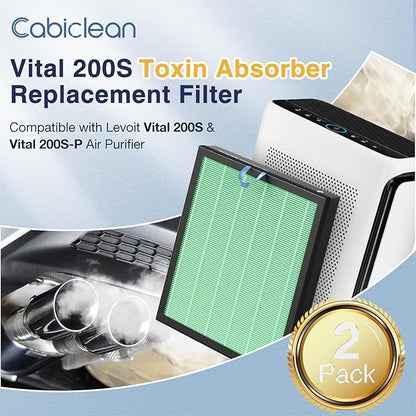Vital 200S-P Toxin Absorber Replacement Filter for LEVOIT Vital 200S Vital 200S-P Air Purifier,V-ital-200S-RF-TX(LRF-V201-GUS), Green, 2 Pack