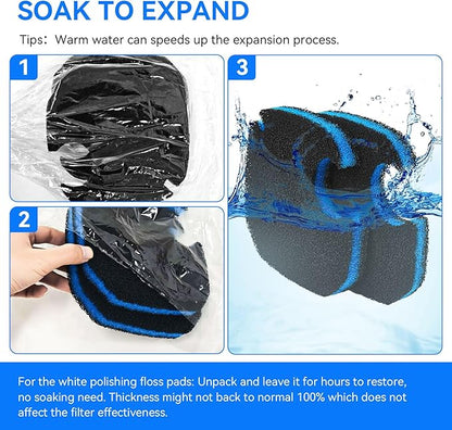 Replacement for Pondforse Canister Filter 172GPH 225GPH 264GPH Aquarium Filter Media Sponge Fits AMOSIJOY Canister Filter 172 GPH 225GPH 265GPH for Aquariums Fish Tanks Turtle Tank 8-Pack