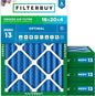 Filterbuy 16x20x4 Air Filter MERV 13 Optimal Smoke & Allergy Defense (4-Pack), Electrostatic Pleated HVAC AC Furnace Filters Replacement, Made in USA (Actual Size: 15.50 x 19.50 x 3.63)