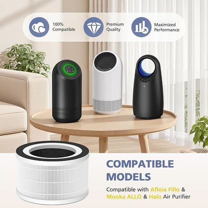 3-Pack H13 Filter Compatible with Afloia Fillo/Halo/Mooka Allo, 3-in-1 H13 Efficient Filtration for Fillo Air Puri-fier, for Afloia Fillo Filter