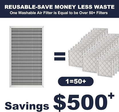 14x25x1 Reusable Air Filter, Electrostatic, Washable Lasts a Lifetime, Breathe Fresher Air in Home and Office HVAC AC Furnace Systems, Merv 8 (Actual Size: 13.5x24.5x0.82 Inch)