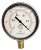 4" Oil Filled Vacuum Pressure Gauge - Stainless Steel Case, Brass, 1/2" NPT, Lower Mount Connection, 30HG/0PSI
