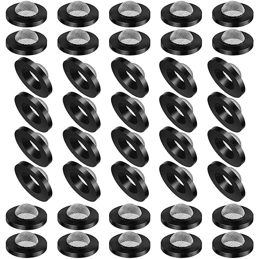 Honoson 40 Pcs Hose Washer with Screen Filter Washers Stainless Steel & Black Rubber Filter Gasket for 1" Inlet, Fits 5/8" Washing Machine & 3/4" Garden Hose Connector