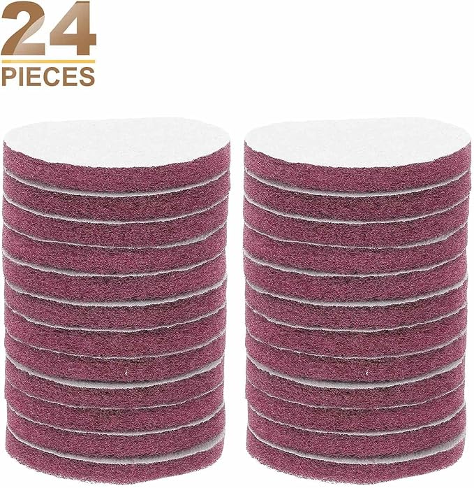 HARFINGTON 24pcs Scrubber Scouring Pads 500 Grits 4 Inch Drill Power Brush Hoop and Loop Surface Conditioning Disc Drill Scuffing Disc Scrub Pads for Home Kitchen Cleaning, Red