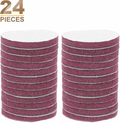 HARFINGTON 24pcs Scrubber Scouring Pads 500 Grits 4 Inch Drill Power Brush Hoop and Loop Surface Conditioning Disc Drill Scuffing Disc Scrub Pads for Home Kitchen Cleaning, Red