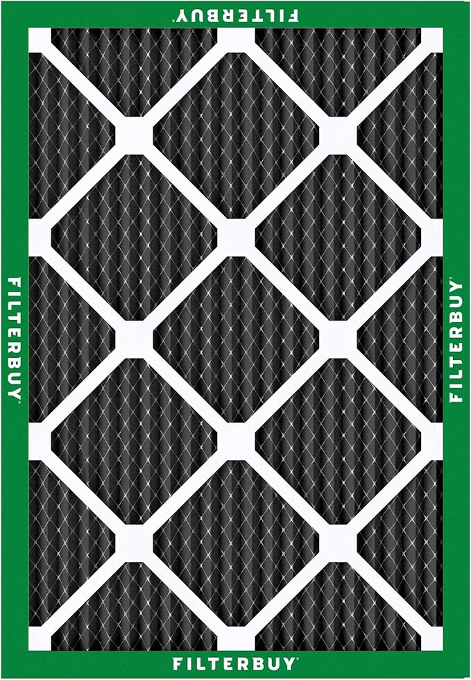 Filterbuy 16x20x1 Air Filter MERV 10 Odor & Allergy Defense with Activated Carbon (4-Pack), Electrostatic Pleated HVAC AC Furnace Filters Replacement, Made in USA (Actual Size: 15.50 x 19.50 x 0.75)