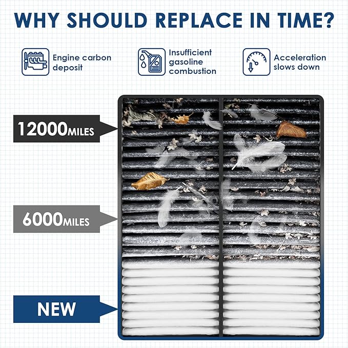 CA10013 Replacement Engine Air Filter, Efficient Filtration Offers 99% Air Purification, Fit for Honda Odyssey (2005-2010), Pilot (2009-2015), Acura MDX (2007-2009).