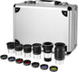 Telescope Accessory Kit - 1.25" Telescope Eyepiece and Filter Set with a Sturdy Carry Case - Five Plossl Eyepieces, 2X Barlow Lens and Seven Filters