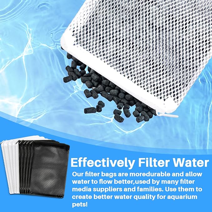 MAQIHAN 10pcs Aquarium Filter Media Bags - Mesh Filter Bags Reusable Bags with Zipper for Activated Carbon Ceramic Rings Filter Balls Fish Tank Pond 5.9 X 7.8 Inch