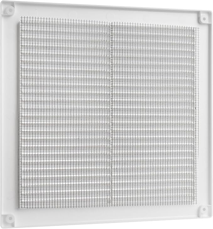 Vent Systems 8" x 8" Inch (Opening Dimensions) - Pack of 10 - Plastic White Soffit Vent Cover - Flat Square Air Vent Grille - Air Vent Deflector - HVAC 10" x 10" Inch (Overall Dimensions)
