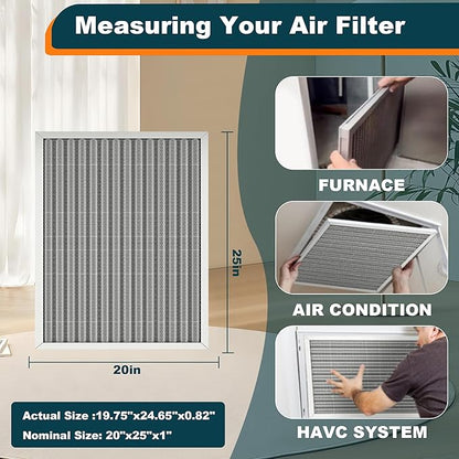20x25x1 Reusable Air Filter, Washable, MERV 8, Permanent Electrostatic Air Filter, Lasts a Lifetime, Breathe Safely at Home or in the Office
