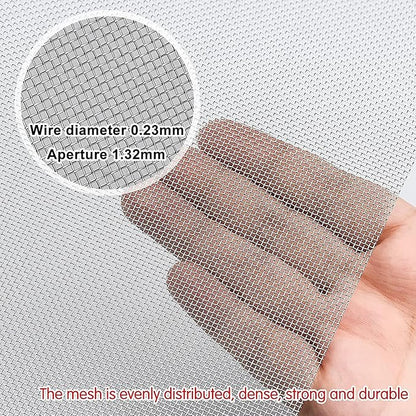 Stainless Steel Woven Wire Mesh Window Screen Mesh, Stainless Steel Woven Wire, 16 Rodent Proof Insect Screen, for DIY, Vent, Filter, Window Garden