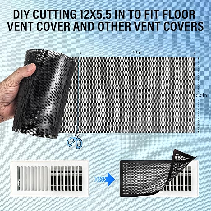 39x5.5 inch Customizable DIY Floor Vent Covers, Magnetic PVC Vent Mesh for Wall, Ceiling & Home Floor, PC Case Dust Mesh Filter