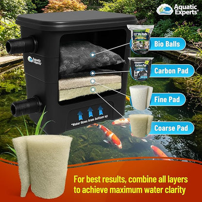 Aquatic Experts Beige COARSE Pond Filter Pad - 1.25 inch Thick - Bulk Roll Water Garden Filter Pond Media - Made in USA, (1.25 inch by 14 inch by 56 inch)