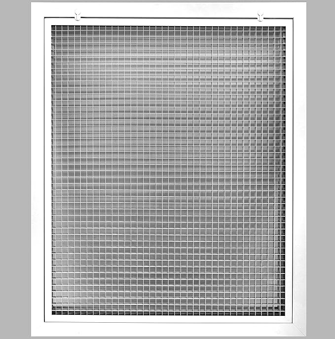 HVAC Premium 22'' x 26'' Cube Core Eggcrate Return Air Filter Grille for 1'' Filter - Aluminum - White [Outer Dimensions: 24.5'' x 28.5]