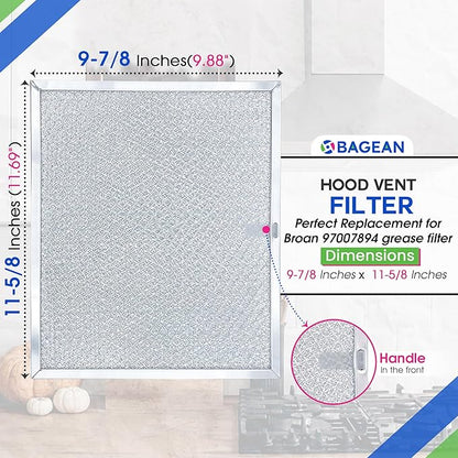Bagean Stove Hood Vent Filters 9.9" x 11.7" 97007894 Compatible with Broan Range Hood Filter Replacement - Fit's Nutone Kitchen Exhaust Fan Filter Screen - Blocks Grease & Filters Oven Air (2-Pack)