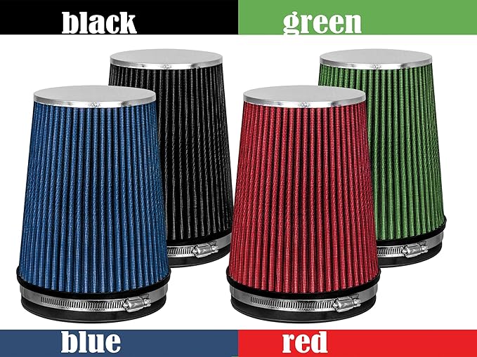 Mortar Aftermarket Auto Air Filter – 6 In Flange ID Car Enthusiast Class Universal Cold Air Intake Gulps in More Air for More Engine Power & Passionate Induction Sound, Length 8 In, Blue