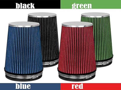 Mortar Aftermarket Auto Air Filter – 6 In Flange ID Car Enthusiast Class Universal Cold Air Intake Gulps in More Air for More Engine Power & Passionate Induction Sound, Length 8 In, Green