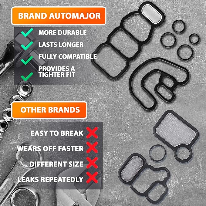 6pcs Head Cylinder Solenoid Valve Gasket Set Replacement for Honda Accord Odyssey Pilot 2005-2008 - VTEC Solenoid Filter Spool Valve 3.0L 3.5L 15810-RKB-J01 (15826-RDV-J01) by AUTOMAJOR