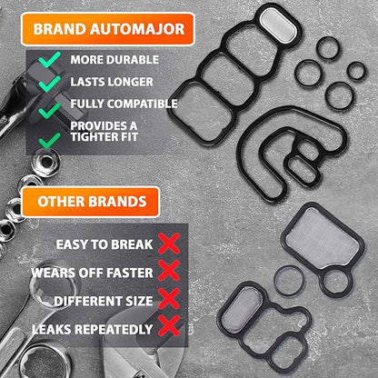 6pcs Head Cylinder Solenoid Valve Gasket Set Replacement for Honda Accord Odyssey Pilot 2005-2008 - VTEC Solenoid Filter Spool Valve 3.0L 3.5L 15810-RKB-J01 (15826-RDV-J01) by AUTOMAJOR