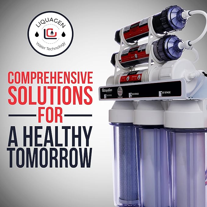 LiquaGen Portable - 6 Stage Dual Use (Drinking & 0 PPM Aquarium Reef/Deionization) Reverse Osmosis Water System (RO/DI) w/pH Alkaline Mineral Restoration Filter (75 GPD)