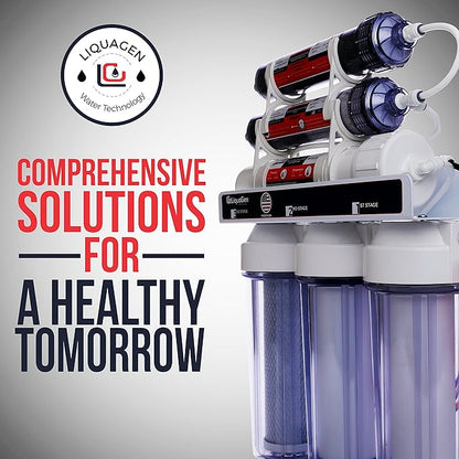 LiquaGen Portable - 6 Stage Dual Use (Drinking & 0 PPM Aquarium Reef/Deionization) Reverse Osmosis Water System (RO/DI) w/pH Alkaline Mineral Restoration Filter (50 GPD)
