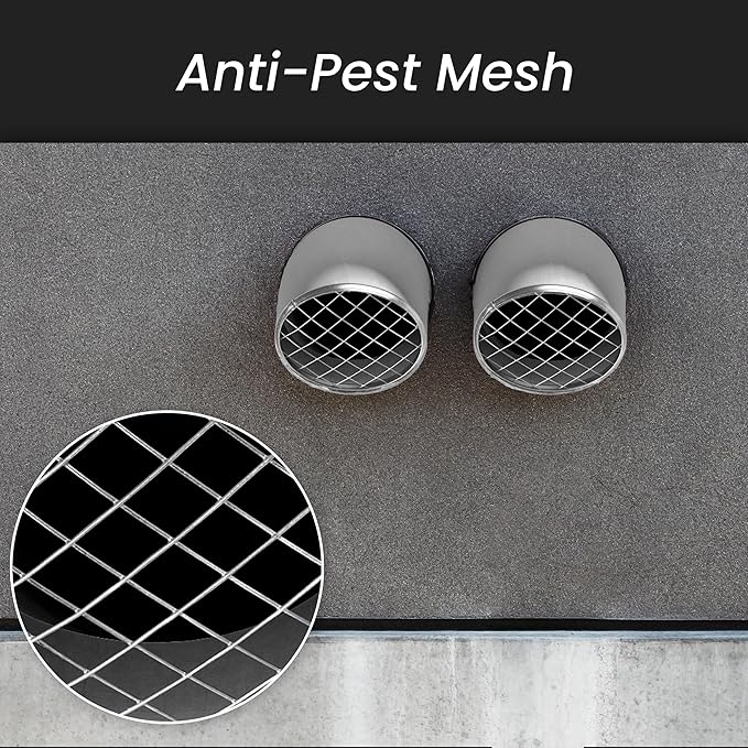 Repa Market Ø5 Inch Duct Cover – Galvanized Steel Round Duct Cap with Mesh Screen – HVAC Exhaust or Intake Vent – Exterior Pipe Air Outlet – Spiral Ventilation Ducting Metal End Plug