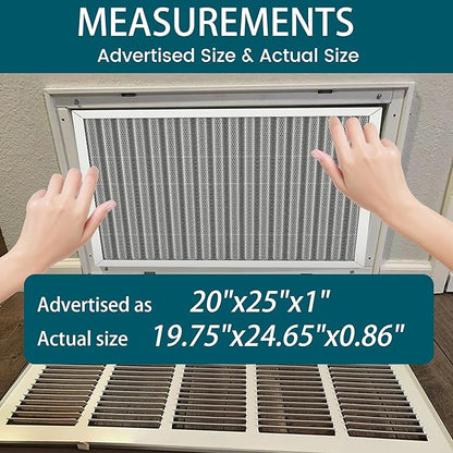 20x25x1 Air Filter-MERV 8, Washable & Reusable Electrostatic Air Filter, AC/HVAC Furnace Filter, Lasts a Lifetime, Permanent Filter, Breathe FresherHome And Office Actual Size:19.75x24.65x0.86Inch