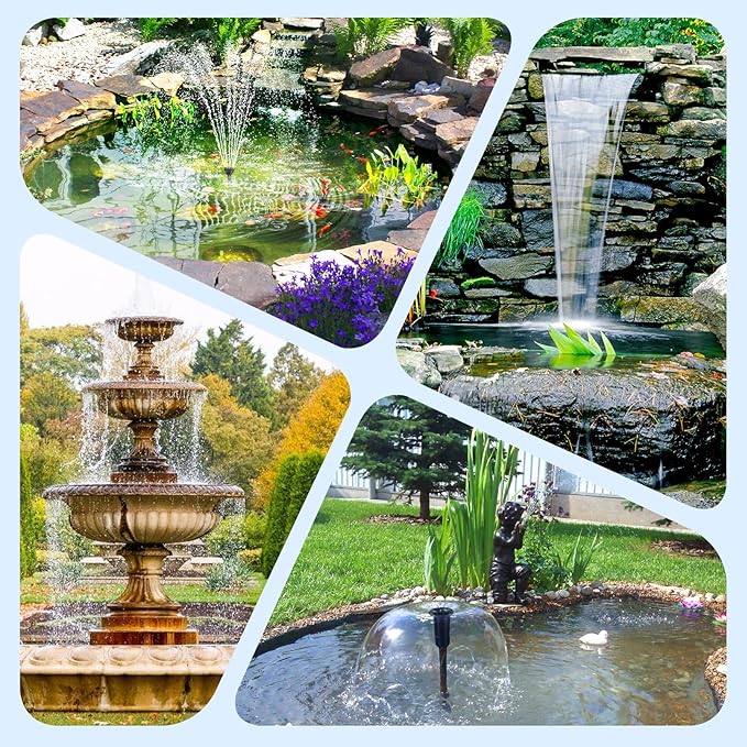 POPOSOAP 70W Solar Pond Filter with Fountain Pump, Solar Powered Water Pump with 580GPH Pond Filter for Outdoor Ponds, Adjustable Diverter Valve for Koi Ponds, Waterfalls, Garden Water Features