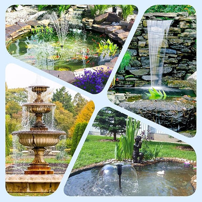 POPOSOAP 70W Solar Pond Filter with Fountain Pump, Solar Powered Water Pump with 580GPH Pond Filter for Outdoor Ponds, Adjustable Diverter Valve for Koi Ponds, Waterfalls, Garden Water Features