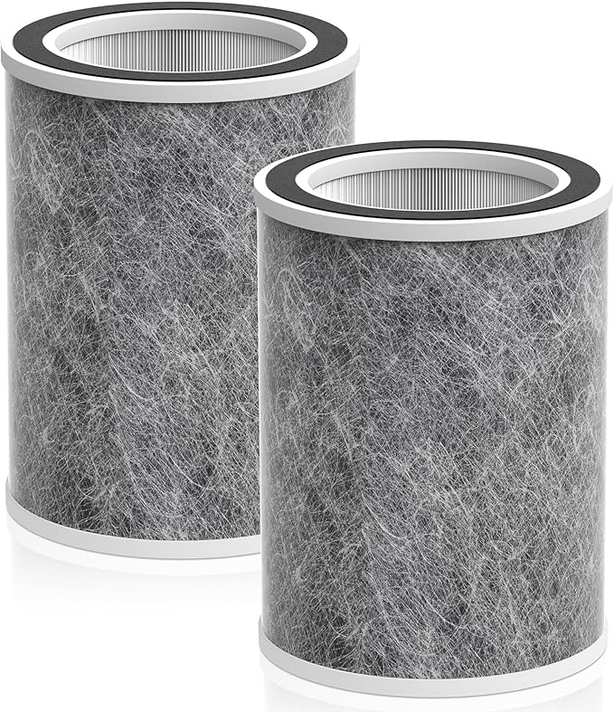 HP201 Replacement Filter Compatible with Shark HP201/HP202/HP232/UA205/AP1000 and for Shark HC501, HC502 Air Purifier MAX, 3-in-1 HEPA Air Filter, Part # HE2FKBAS HE2FKBASMB, 2 Pack