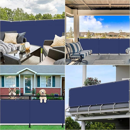 Outdoor Privacy Screen 3.9' x 26.2' UV-Resistant Visibility Reduction, Patio Privacy Screens for Balcony Cable Zip Ties Included Garden Decor for Banister Guard, Patio Enclosure, Dark Blue