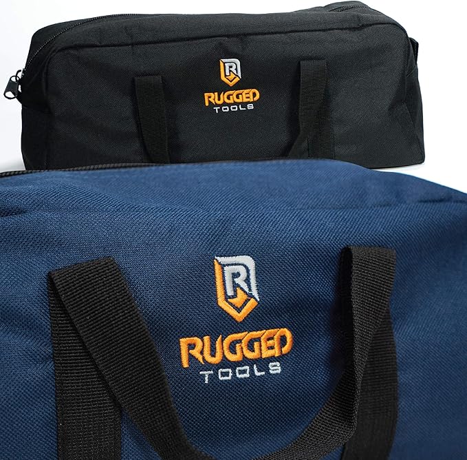 Rugged Tools Tool Bag Combo - Includes 1 Small & 1 Medium Toolbag - Organizer Tote Bags for Electrician, Plumbing, Gardening, HVAC & More