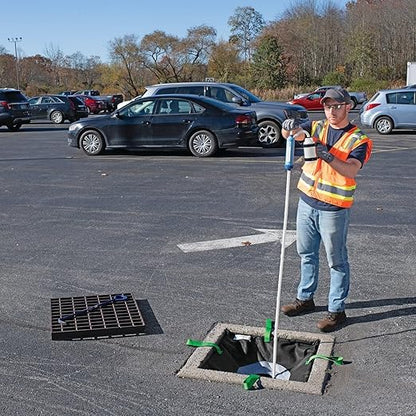 PIG Adjustable Frame Storm Drain Filter | Traffic Safe Sediment Filter | Inside The Drain Filter | for Storm Drains 24" - 37" W to 35" - 49" L | Rectangle | 12” Diameter | PMB30626