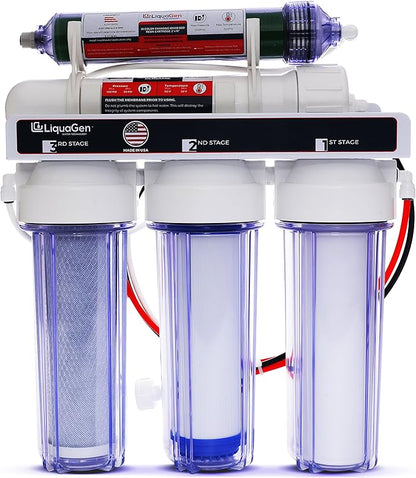 LiquaGen- 5 Stage Reverse Osmosis & Deionization (RODI) | Aquarium Reef Water Filter System - 75 GPD | Water Purifier for Fish Tank with Filter's Included