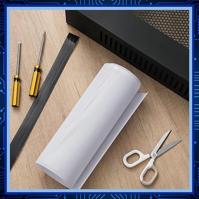 Woanger 2 Pcs 1000 x 300 mm DIY PC Case Dust Filter PC Fan Mesh Filter Air Vent Covers PVC Dustproof Cover with Magnetic Sticker for Computer Chassis Speaker and More, 0.03 Inch Hole