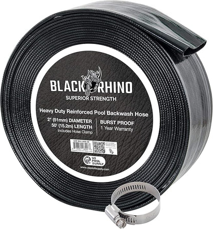 U.S. Pool Supply Pool Backwash Hose 2 Inch Diameter x 50 Feet - Discharge Hose for Pump, Sand Filter & Sump Pump Hoses - Burst Resistant Lay Flat Drainage Hoses for Inground & Above Ground Pools
