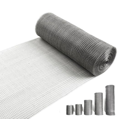12" X 50 ft 304 Stainless Steel Mesh, Wire Mesh for Plants, Hole Fill Fabric Gap Blocker, Double Layer Metal Mesh Roll, Flexible Stretchy for Garden House and DIY (F-12 X 50 ft)