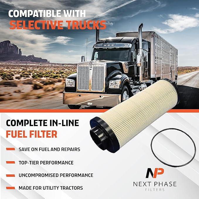Fuel Filter Replacement Kit Pack of 1 - Compatible with select Kenworth and Peterbilt Models - Replaces O.E. 1852006PE; Baldwin PF46106 and Luberfiner L7663F