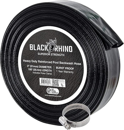 U.S. Pool Supply Pool Backwash Hose 2 Inch Diameter x 100 Feet - Discharge Hose for Pump, Sand Filter & Sump Pump Hoses - Burst Resistant Lay Flat Drainage Hoses for Inground & Above Ground Pools