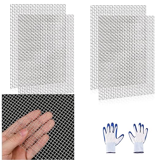 4 Pcs 13x9 (33cmx23cm) 5 Mesh 304 Stainless Steel Wire Mesh Sheet, Rustproof Metal Mesh Sheet Screen for DIY Crafts, Vent Covers, Garden Fencing, Window Protection & Industrial Filters