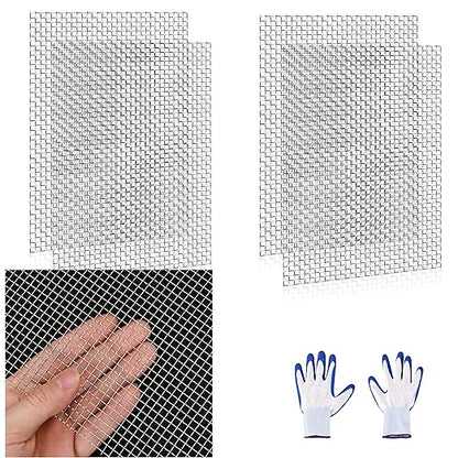 4 Pcs 13x9 (33cmx23cm) 5 Mesh 304 Stainless Steel Wire Mesh Sheet, Rustproof Metal Mesh Sheet Screen for DIY Crafts, Vent Covers, Garden Fencing, Window Protection & Industrial Filters